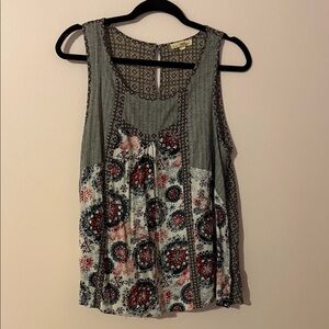 Floral Sleeveless Top - Navy, Red, White